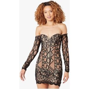 NEW! Bardot Zendaya Mini Lace Dress in Black Size XS As Seen On REVOLVE $179